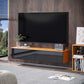 Wall Mounted TV Stand, Floating TV Cabinet with Storage, for TVs up to 70", High Gloss Effect, Brown and Black
