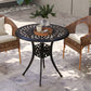 30-inch Round Patio Dining Table with Umbrella Hole Cast Aluminium Outdoor Bistro Table, Brown