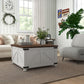 Coffee Table with Lift Top, 32" Farmhouse Center Table with Hidden Compartment for Living Room, Antique White