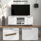 TV Stand with Storage for 55 Inch TV, Modern TV Cabinet with 2 Open Shelves and 2 Cabinets for Living Room, White