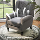 Fabric Accent Chair, Button Tufted Armchair, Armchair with Wood Legs, Thick Padding for Bedroom, Charcoal Grey