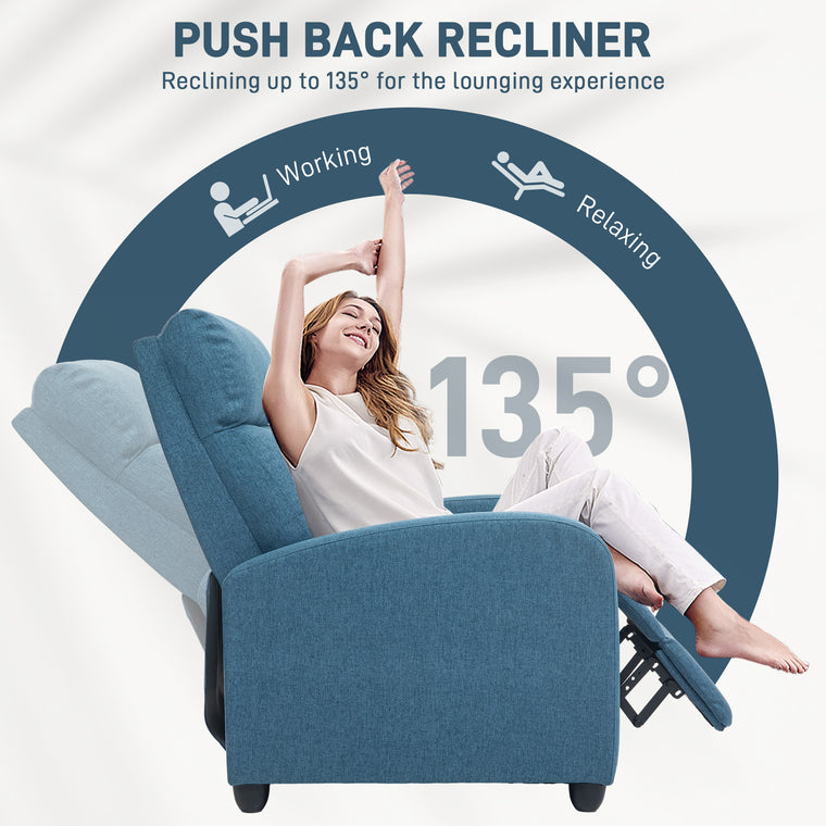Fabric Manual Recliner Chair with Padded Seat