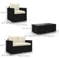 Outdoor Furniture with Table, Wicker Furniture with Loveseat and 2 Chair for Garden, Poolside, Cream