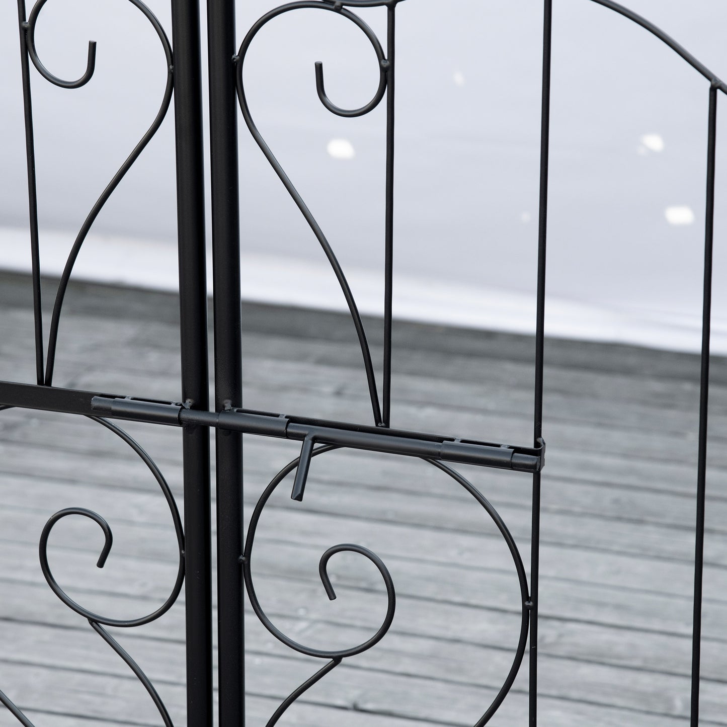 7.1FT Metal Garden Arch with Gate and 4 Planter Boxes, Garden Arbor Trellis for Climbing Plants, Outdoor Wedding, Decoration, Bridal Party, Black