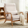 Modern Accent Chair, Linen Armchair with Lumbar Pillow, High Back, Wide Seat, Thick Cushion, Solid Wood Frame, Cream White