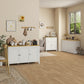 Sideboard, Buffet Cabinet with Doors and Adjustable Shelves for Living Room, Entryway, White and Natural