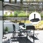 9ft Light Grey Half Round Umbrella with 5 Ribs