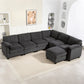 Oversized U-Shape Modular Corduroy Sectional - Charcoal Grey
