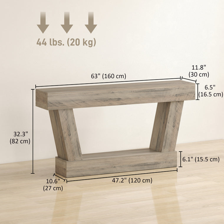 63" Narrow Console Table with Open Shelf