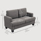 54.3" Loveseat Sofa, 2 Seater Sofa with Removable Cushions, Small Couch with Solid Wood Frame for Living Room, Dark Grey