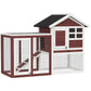 48" Weatherproof Wooden Rabbit Hutch Bunny Cage Small Animal House with Slant Roof And Screened Outdoor Run, Brown