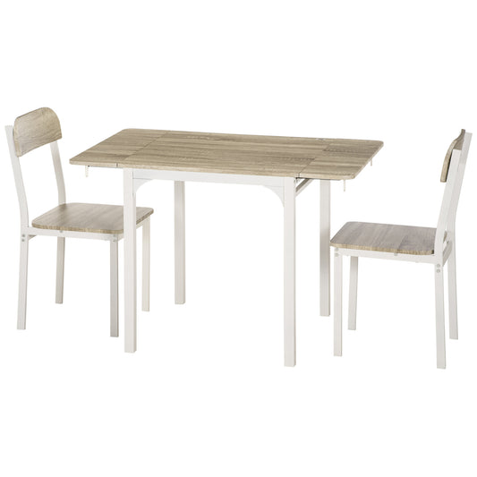 Foldable Drop-Leaf Dining Table Set for 2 - Natural