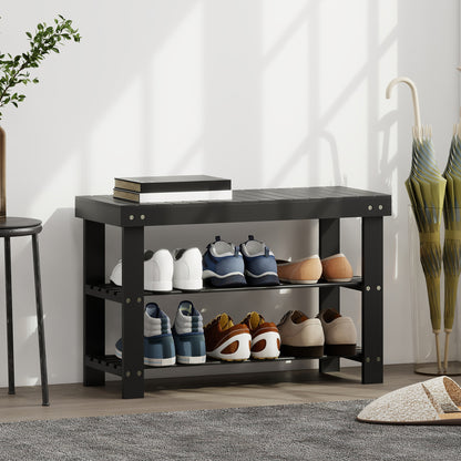 3-Tier Bamboo Shoe Storage Bench