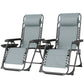 Zero Gravity Chair Set of 2, Folding Reclining Outdoor Lounge Chair with Cup Holder, Headrest, Light Grey