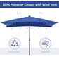 6.5x10ft Patio Umbrella Rectangle Solar Powered Tilt Aluminum Outdoor Market Parasol with LEDs Crank (Dark Blue)