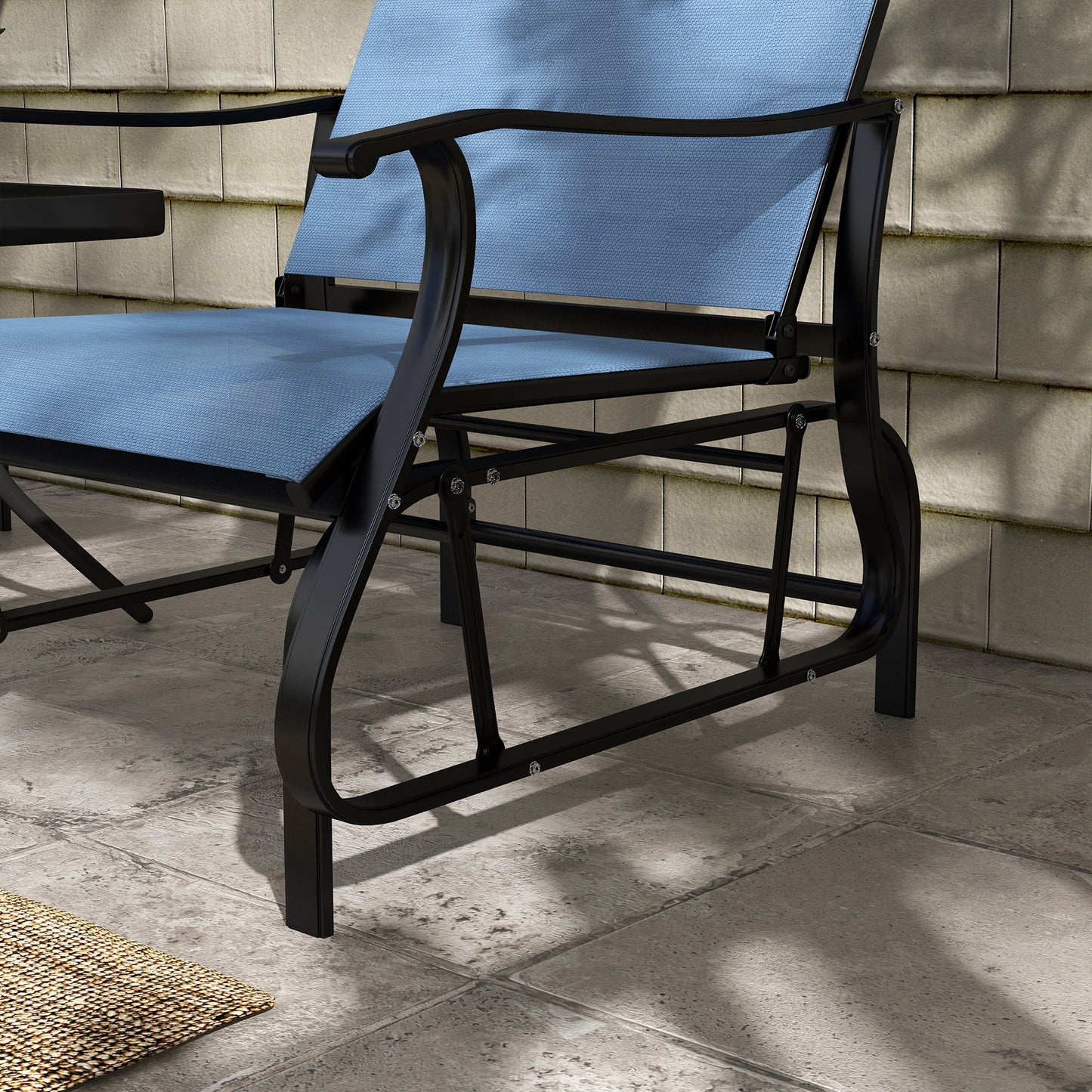 3PCs Gliding Rocking Chair & Bistro Tea Table Set, Grey