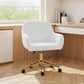 Office Chair, Faux Rabbit Fur Upholstered Vanity Desk Chair, Cream White