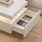 LED Coffee Table with Storage, 2-Tier Modern Center Table with 2 Drawers for Living Room, High Gloss White