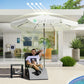 8.5ft Cream White Round Market Table Umbrella with Tilt