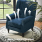 Button Tufted Accent Chair for Living Room - Upholstered Wingback with Wood Legs, Rolled Arms, Thick Padding, Blue