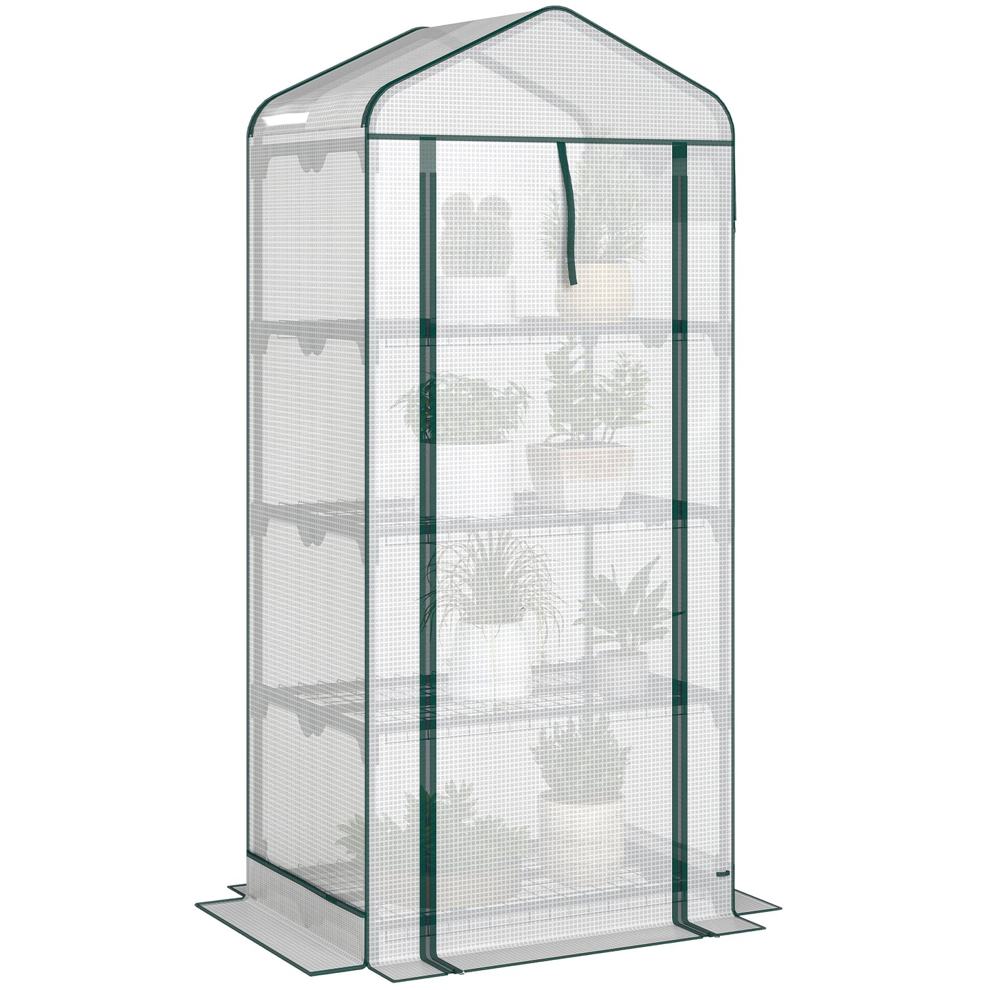 Mini Greenhouse with Screen Roof, Portable Small Greenhouse with Roll-Up Zipper Door