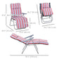 Set of 2 Garden Sun Lounger, Outdoor Reclining Seat Cushioned Seat, Foldable Adjustable Recliner, Grey and Red