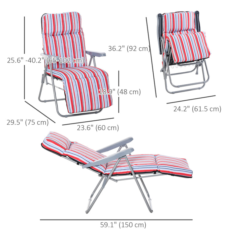 2-Piece Foldable Garden Sun Lounger with Cushioned Seat