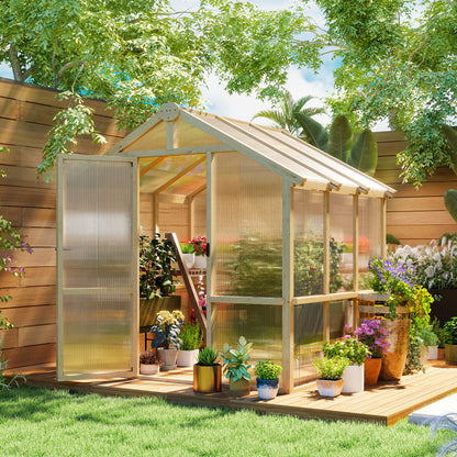 6.6' x 6' Brown Polycarbonate Greenhouse with Lockable Door