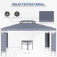 10' x 13' Outdoor Gazebo, Double Roof Patio Gazebo Canopy Shelter with Screen Decorate Corner Frame, Grey
