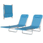 Set of 2 Folding Chaise Lounge Chairs, Outdoor Poolside Sun Tanning Chairs w/ Pillow, Reclining Backrest, Dark Blue