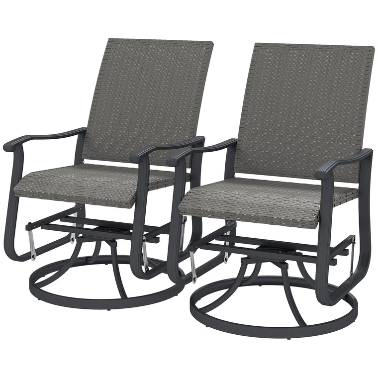 Rattan Glider Swivel Chairs with High Back, Set of 2