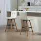 Modern Bar Stools Set of 2, 38" Upholstered Kitchen Island Stool with Solid Wood Legs, White