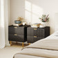 Bedside Table Set of 2, Modern Nightstand with 2 Drawers, Side End Table with Metal Legs for Living Room, Bedroom, Black