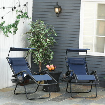 Blue Zero Gravity Chair Set with Canopy Shade