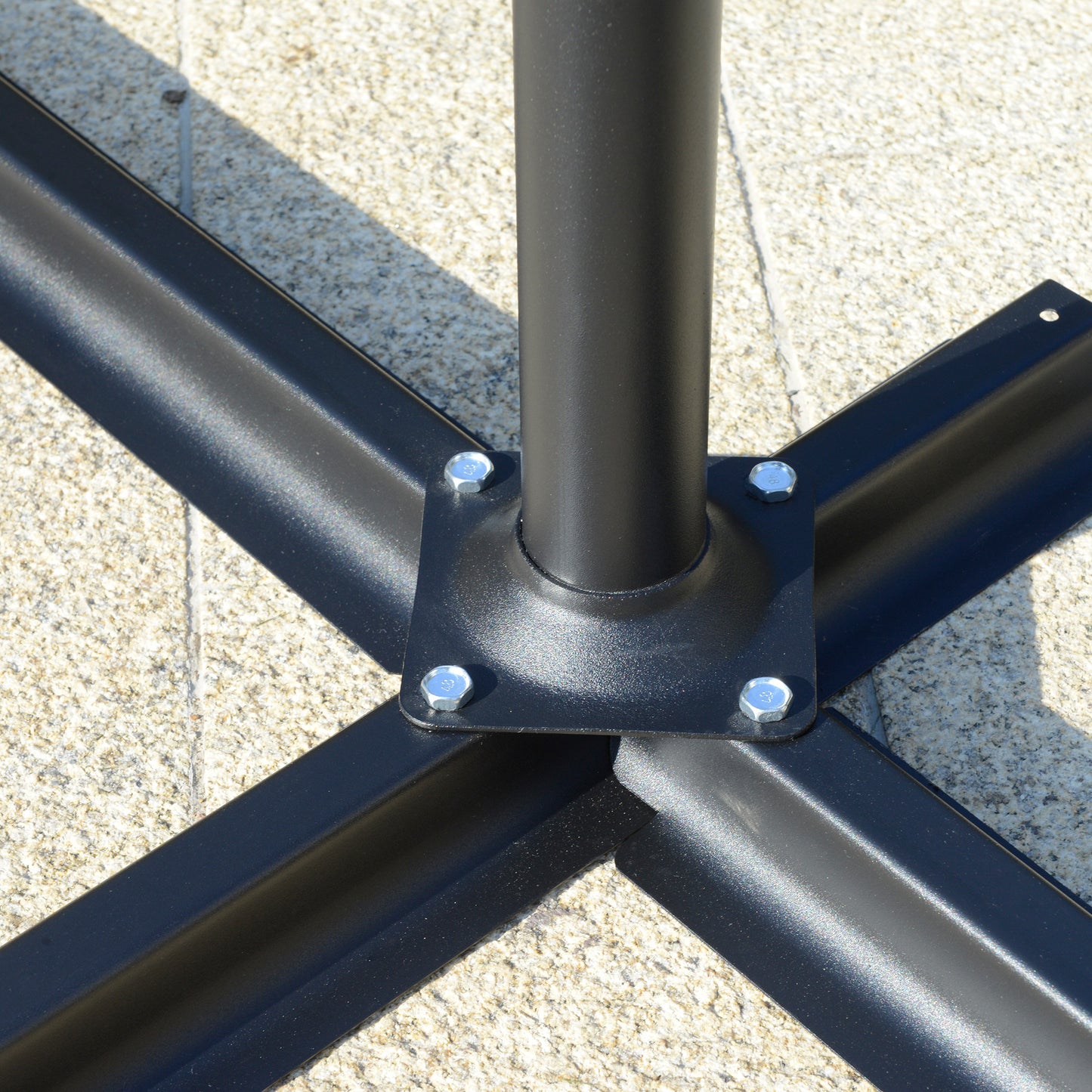 9FT Offset Hanging Patio Umbrella Cantilever Umbrella with Easy Tilt Adjustment, Cross Base and 8 Ribs for Backyard, Poolside, Lawn and Garden, Dark Grey