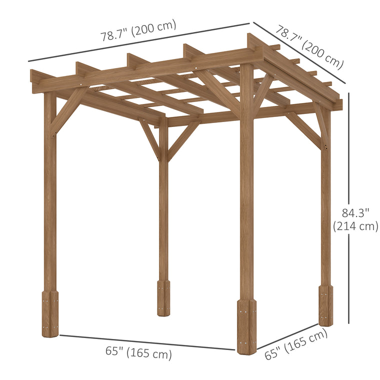 6.6' x 6.6' Wood Pergola with Grape Trellis