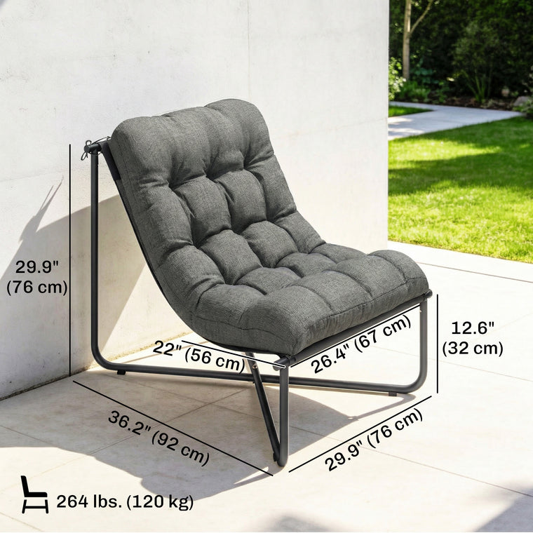 Sling Lounge Chair with Breathable Wide Seat and Cushion