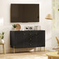 Buffet Cabinet, Modern Sideboard with 3 Soft-Close Drawers and 2 Adjustable Shelves for Living Room, Kitchen, Black