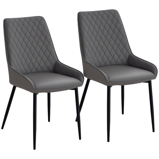 Tufted Dining Chairs Set of 2 with Steel Legs - Grey