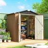 6.5' x 4' Metal Garden Shed with Lockable Doors - Brown