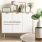 Modern Sideboard and Buffet, Dining Room Cabinet with Adjustable Shelves for Kitchen, Living Room, Natural