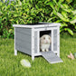 Wooden Rabbit Hutch, Bunny Cage with Waterproof & Openable Asphalt Roof, Outdoor Cat House Guinea Pig Cage Duck Shelter, Indoor Outdoor Use, 20" x 16.5" x 17", Grey