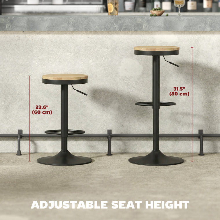 Set of 2 Swivel Wood Bar Stools