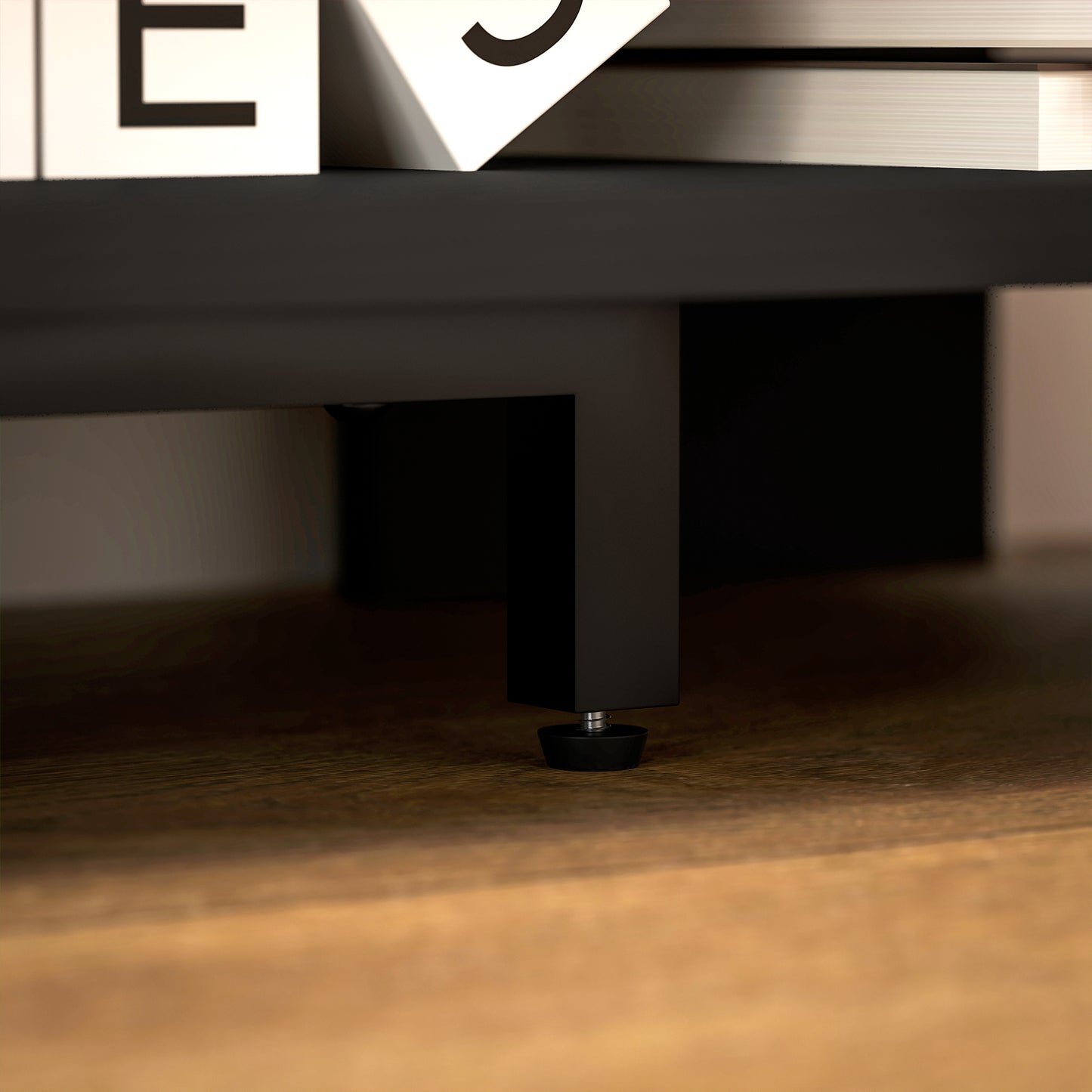 Corner TV Stand, Modern TV Table with 2 Open Shelves for 47 Inch TV, Entertainment Center for Living Room, Black