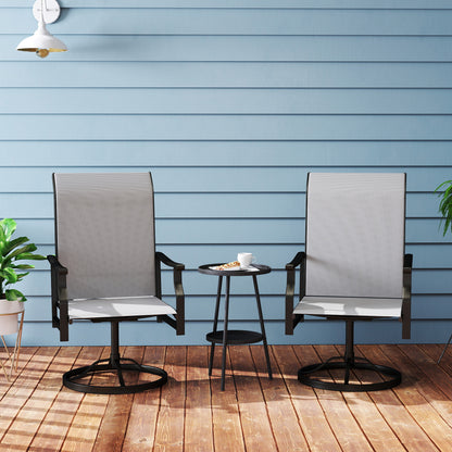 Patio Swivel Chair Set of 2, Swivel Rocker Outdoor Chairs with High Back, for Lawn Garden Backyard Deck, Light Grey - Light Grey