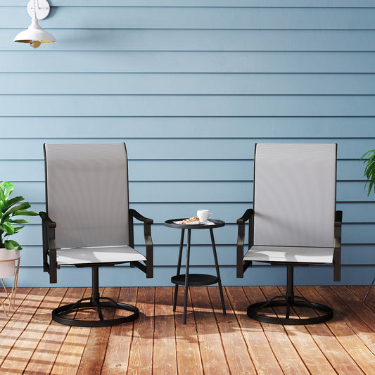 Patio Swivel Chair Set of 2, Swivel Rocker Outdoor Chairs with High Back, for Lawn Garden Backyard Deck, Light Grey - Light Grey