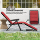 Foldable Lounge Chair, Reclining Patio Sun Lounger with 6-Position Adjustable Back, Wine Red