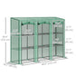 Lean-to Greenhouse with 3 Tier Shelves, Mini Greenhouse with 3 Roll-Up Doors for Indoor Outdoor, Green