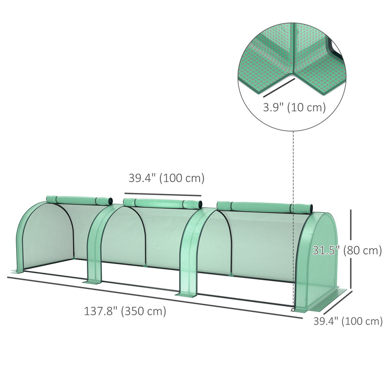 Green Mini Tunnel Greenhouse with PE Cover & Steel Frame