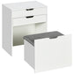 Vanity Set with Flip Top Mirror, Makeup Vanity Desk with Stool, Dressing Table with Drawer and 7 Compartments, White